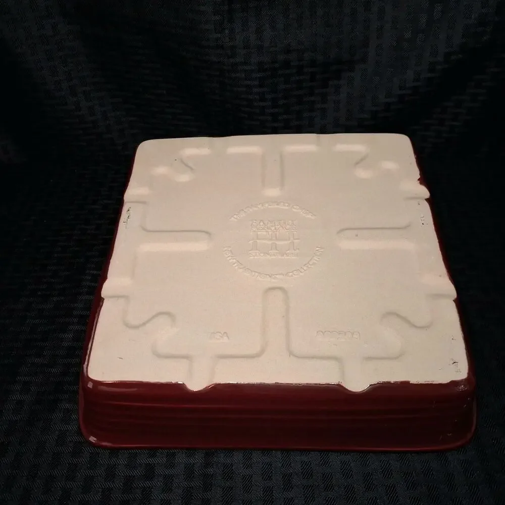 Pampered Chef Stoneware 9x9x2 Square Baker 2.75 Qt Cranberry Red Baking Dish